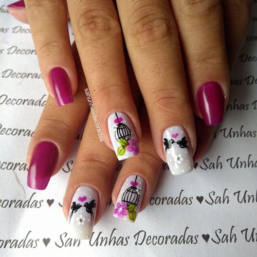 Uñas decoradas con flores