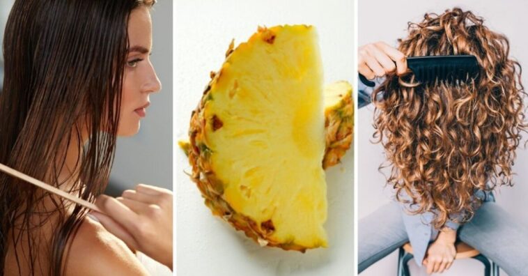 Agua de cáscara de piña para rizar el cabello