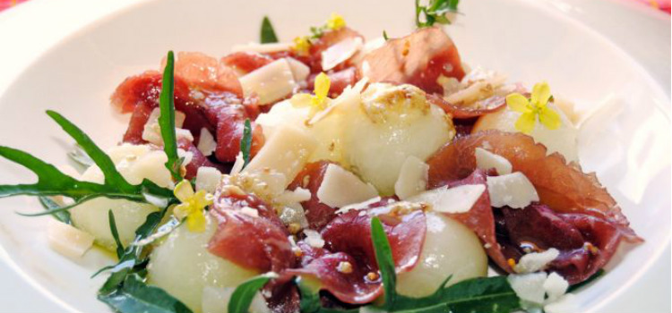 Carpaccio con melon rucula y parmesano Recetas con frutas