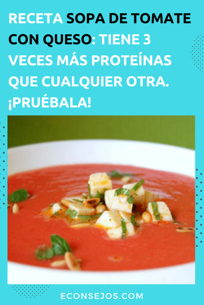 sopa de tomate con picatostes de queso asado