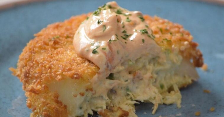 aros de cebolla rellenos de pollo y queso