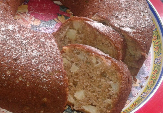 tarta de manzana en la licuadora