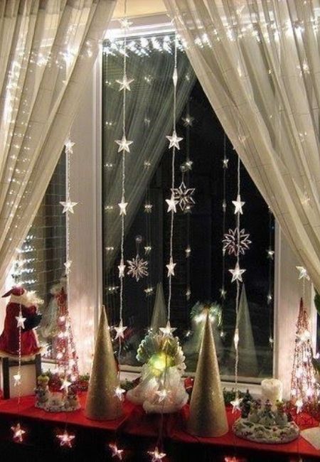 Decoración de las ventanas para la Navidad