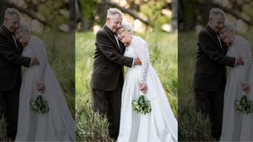 Pareja hace un bonito ensayo de boda por los 60 años