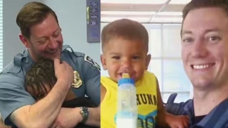 policía se reúne con el bebé