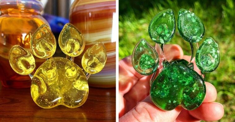 transforma las cenizas de las mascotas en huellas de cristal